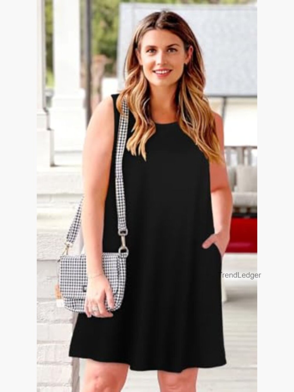 Sleeveless T-Shirt Sundress with Pockets, Loose Fit Summer Dress - Picture 2 of 7